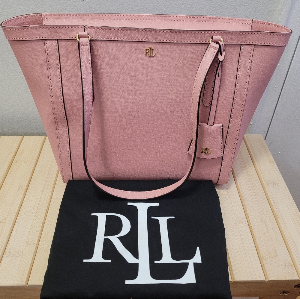 Lauren Ralph Lauren medium pink leather tote - like new